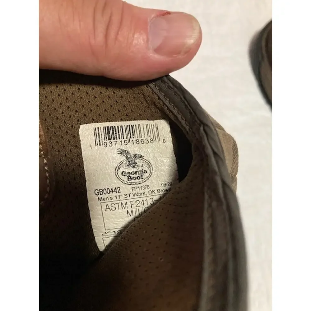 Georgia Boot Mens 11 Brown Leather Pull On Steel Toe Moc Toe Work Boots Wellies